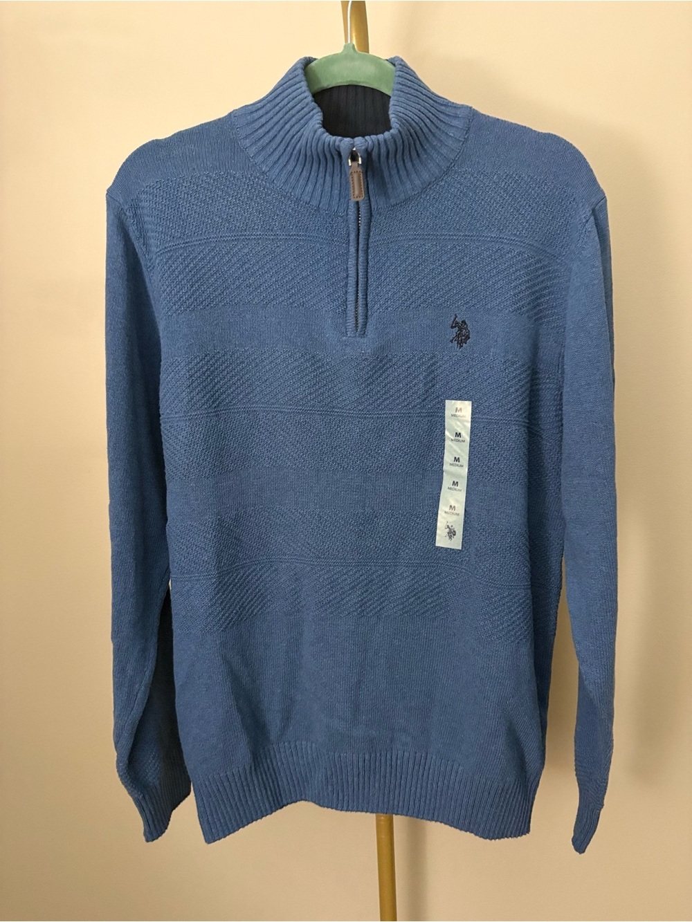 U.S. Polo Assn. Men's Slate Blue Quarter-Zip Sweater